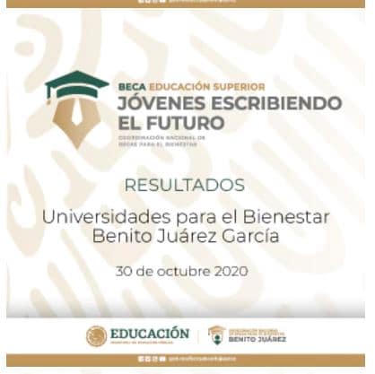 Resultados Beca Jóvenes Escribiendo el Futuro - Universidades para el Bienetar Benito Juárez Garcia